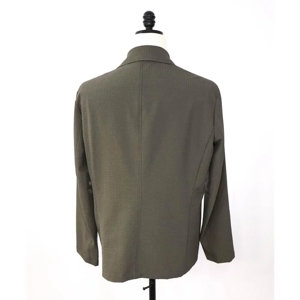 $895 EMPORIO ARMANI - Dark Green Seersucker Blazer - 40